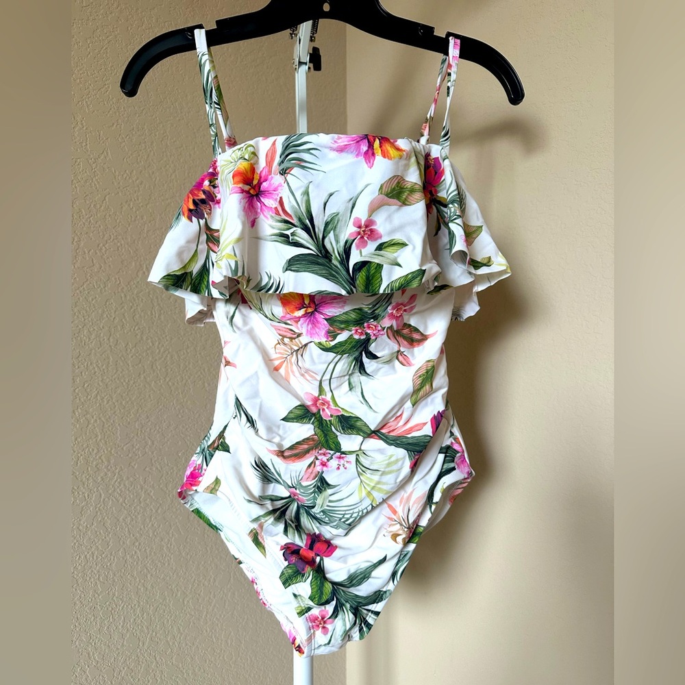 NWT Kona Sol one piece ruffle swimsuit S (4-6)